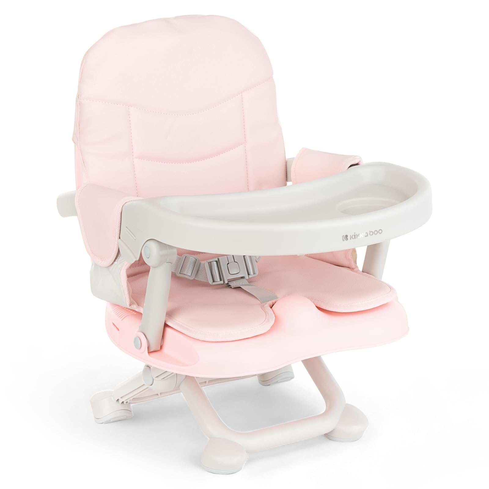 KikkaBoo Sollevatore per sedia PAPPO, Booster fino a 36 mesi, sedile sollevatore pieghevole, vassoio rimovibile, seggiolone da viaggio portatile e regolabile, compatto, rosa