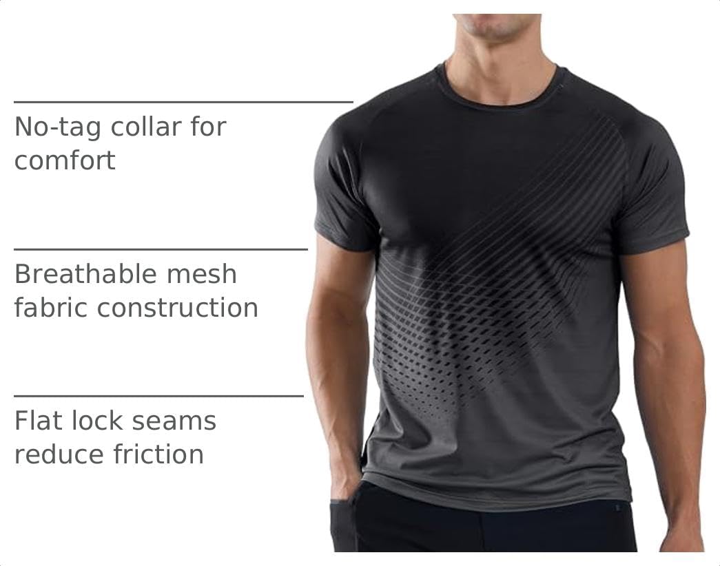Men's Athletic Running T-Shirts Quick Dry Gym Workout Shirts Sports Tops