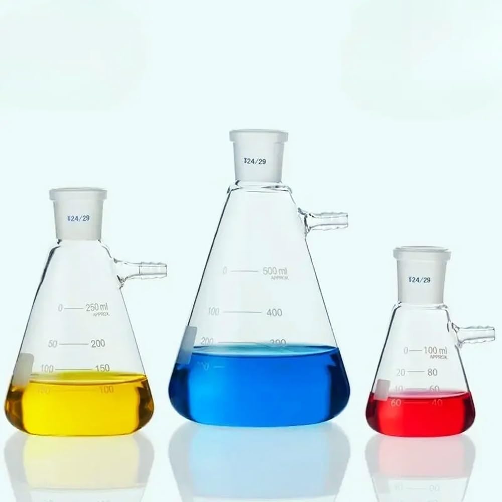 Glas-Erlenmeyerkolben mit weiter Öffnung, Laborgeschliffener konischer dreieckiger Filterkolben mit Düse, 25–3000 ml(Caliber 24,2000ml)