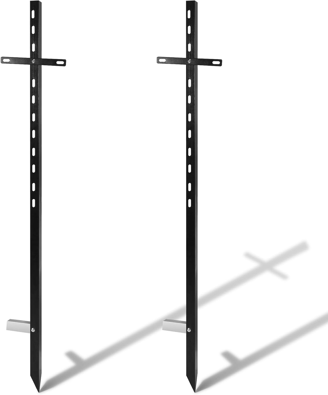LAJIAOZ 2 Pcs 46 Inch T-Bar Yard Sign Stakes, Heavy Duty Metal Sign Holder, Black Powder Coated Steel Yard Sign Posts for Outdoor Lawn Yard, Rust Proof Adjustable Sign Stand
