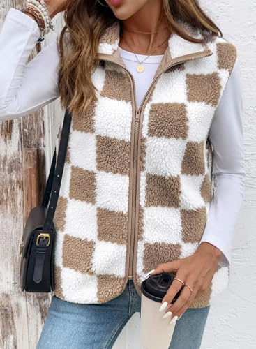 SHEWIN Womens Fleece Vest Casual Sleeveless Jacket Lightweight Outerwear Vests with Pockets Womens Fall Fashion 20252