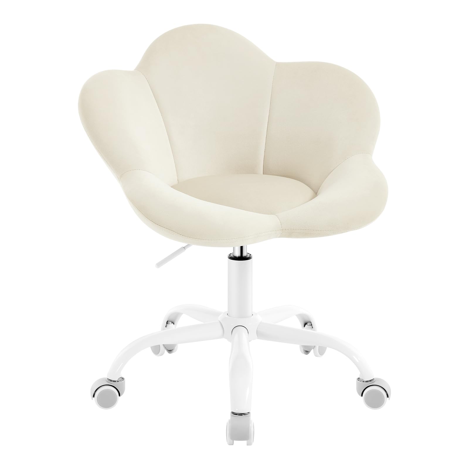 WOLTU Chaise Bureau Enfant, Chaise Pivotante en Velours, Fauteuil Ergonomique Réglable en Hauteur, Siège Rembourré, en Forme de Pétale, pour Bureau, Chambre d'enfant, Beige