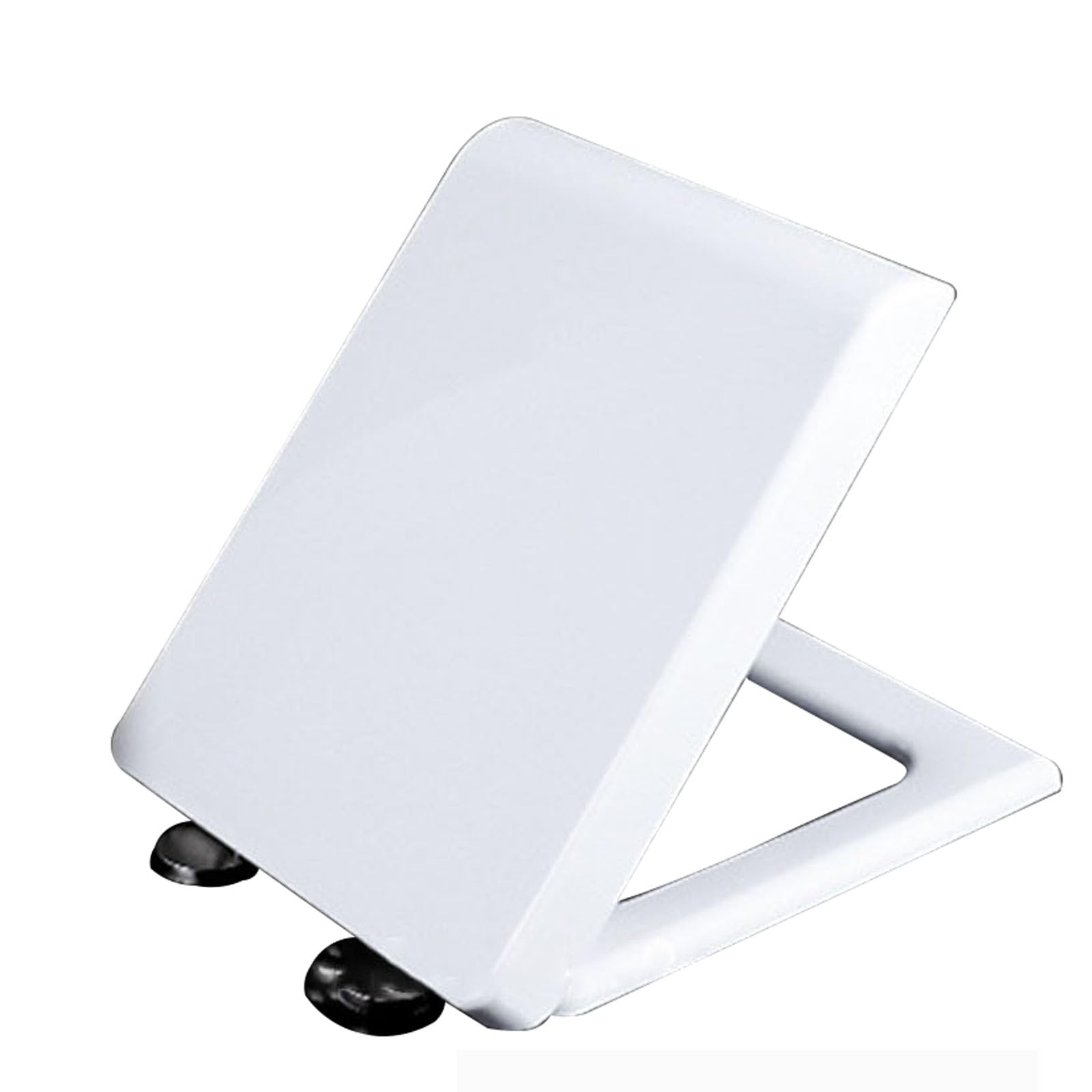 Square Soft Close Toilet Seat, PP White Polypropylene Quiet Slow Close Toilet Seats, Quick Release, Easy Clean and Install, Adjustable Hinges, 45x35cm