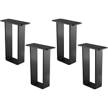 6 Inch U Shaped Coffee Table Leg Black Metal Furniture Legs for Cabinet Sofa Bench and End Table, Set of 4