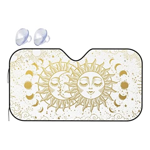 Windshield Sun Shade Moon Tarot Car Front Window Sunshade Blocker UV Visor Retractable Automotive Sunshades for Vehicle SUV Truck Protector Cover