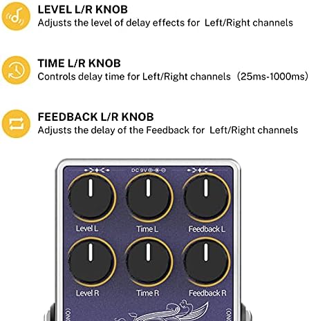 Donner Tape Delay Pedal,Stereo Delay Pedals for Electric Guitar,Analog Delay Pedal with Echo Effect, White Tape Guitar Pedal,True Bypass