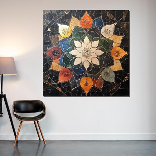 Art mural géométrique sur toile pour créer un coin méditation