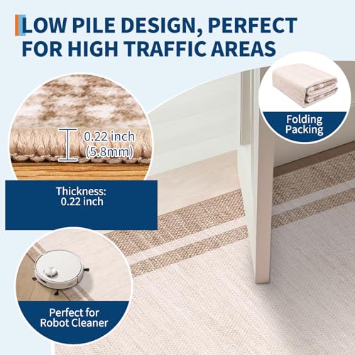 Tapete Garvee lavable 6x9 beige miniatura 7