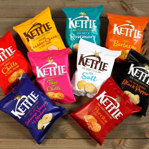 Kettle Chips Mature Cheddar Cheese & Red Onion, hand-frittierte Kessel-Chips, in unterschiedlichen Geschmacksrichtungen 10x 130 g