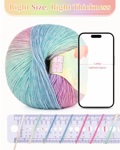 Image of Coopay Yarn for Crocheting Knitting, Gradient Cake Yarns, 2 x 3.53oz - 240yds - 50% Cotton 50% Acrylic Ombre Yarns, Gradient Crochet Yarn for Blankets, Shawls, Scarves (114 Glittering)