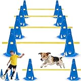 Shengruili Agility Set Hunde,Steckhürdenset Hund,Hund Hürden,Kinder Agility Hürden Hindernisse mit 8 Kegel 23cm Höhe + 8 Stangen 100cm lang, für Trainingsübungen für Tier & Fußballtraining