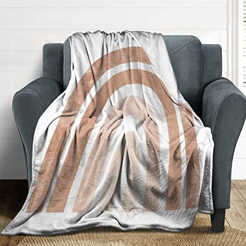 Neutral Boho Rainbow Flannel Fleece Throw Blankets 50"X40" Lightweight Fluffy Winter Fall Blanket Cozy Soft Fuzzy Plush Home Decor For Couch Bed Sofa Bedroom Living Room Travel #TOP6