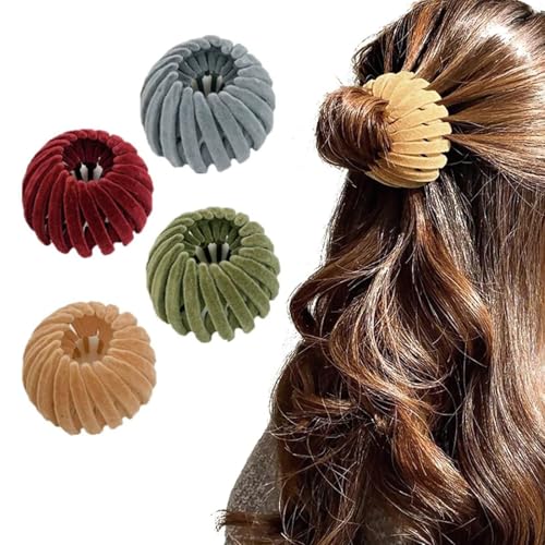 yufana Pinzas Para el Cabello Para Mujer, Pinzas Para el Cabello RetráCtiles Para Cola de Caballo, juego de 4 piezas (Color)