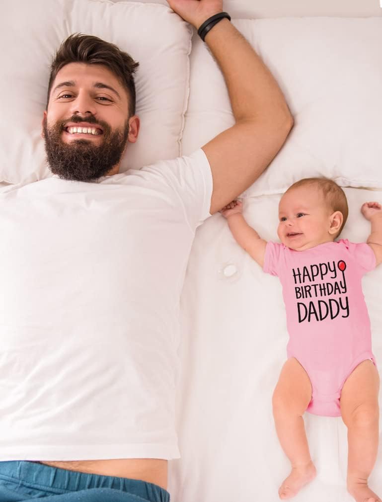 Tstars Happy Birthday Daddy Bodysuit - Gift from Baby Son or Daughter, Infant Boy or Girl Outfit for Dad's Big Day