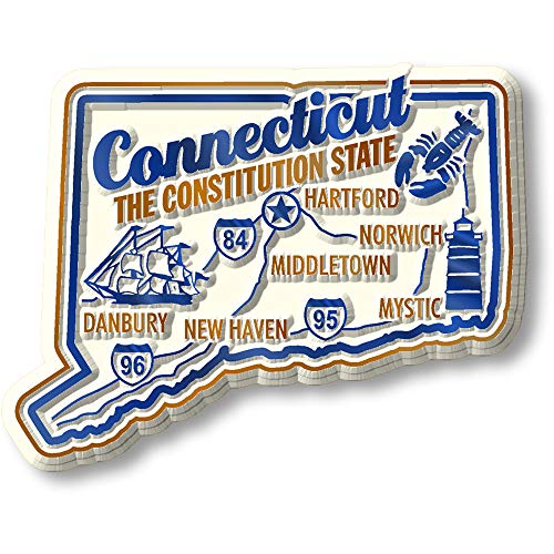 Imán decorativo rectangular de Connecticut 2.6 x 2 pulg