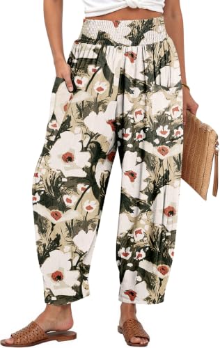Image of TARSE Women's Linen Wide Leg Pants Baggy High Waist Palazzo Pants