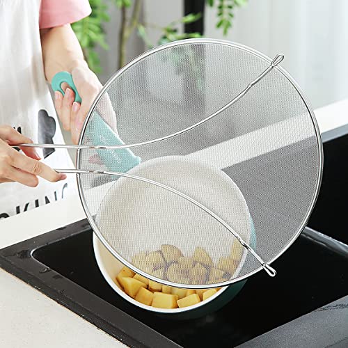 Splatter Screen For Cooking 11.8'', Stainless Steel Grease Splatter Guard For Frying Pan, Fine Mesh Splatter Screen With Resting Feet, Comfort Grip Handle, Safe Cooking Lid,Keeps Kitchen Clean(Silver) #TOP4