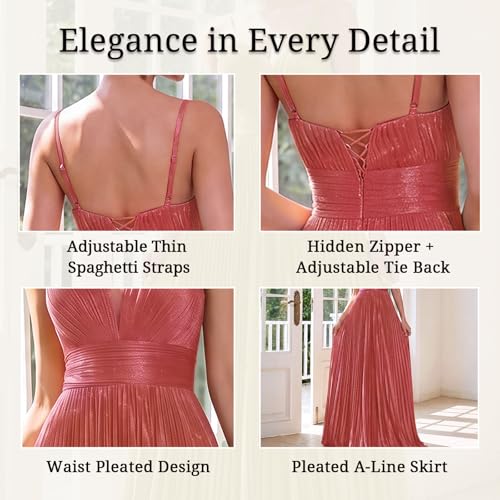 Image of Sexy Backless Maxi Formal Dress for Women with Sequin, Sleeveless Pleated Evening Gowns for Wedding and Cocktail