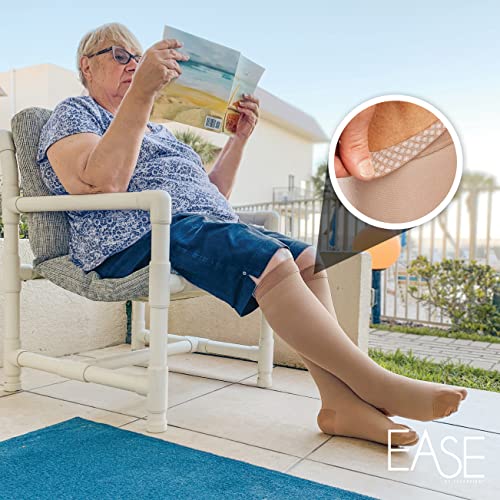Ease Opaque Silicone Band 20-30Mmhg Compression Knee Highs (Black, Xl Long) #TOP6
