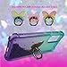 ZASE Design Case Compatible with iPod Touch 7th, 6th, 5th Gen Liquid Glitter Sparkle Bling Shockproof Cute Floating 3D Butterflies Quicksand w/Phone Ring Holder Stand (Gradient Aqua Purple)