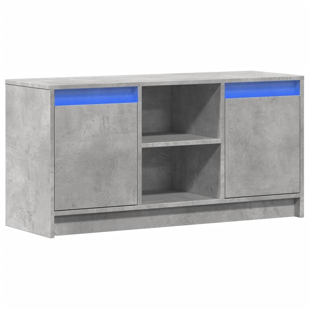 vidaXL TV Cabinet with LED, TV Unit for Living Room Office, TV Stand with Storage, Entertainment Centre, Modern Style, Concrete Grey Engineered Wood