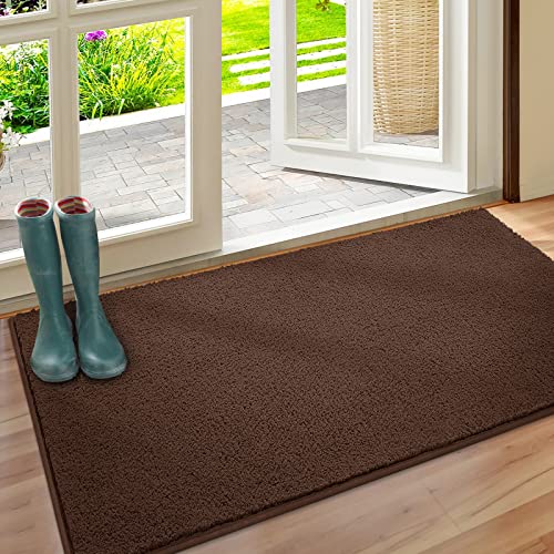 HOMEIDEAS Door Mats Indoor, 30"x48" Super Absorbent Non Slip Rugs for Entryway, Front Back Welcome Doormat Dirt Trapper (Brown)