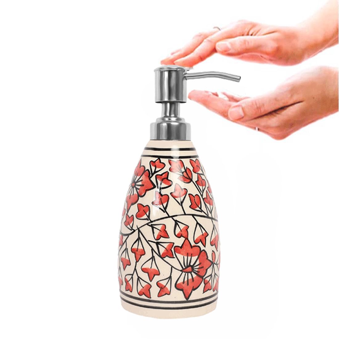 LOOKS FIRST Ceramic Soap Dispenser for Kitchen | Shampoo Dispenser for Bathroom | Handwash Soap Dispenser with Steel Pump | Bathroom Accessories - Image 2 thumbnail