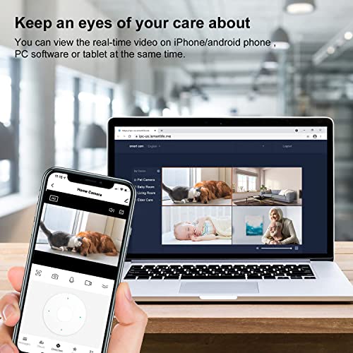 Image of Indoor Camera, 1080P Home Security Camera, Pet Camera with Phone App,Night Vision, Motion Detection, 2-Way Audio, 360 Degree WiFi Camera Wireless for Baby /Dog /Nanny, Work with Alexa(Black)
