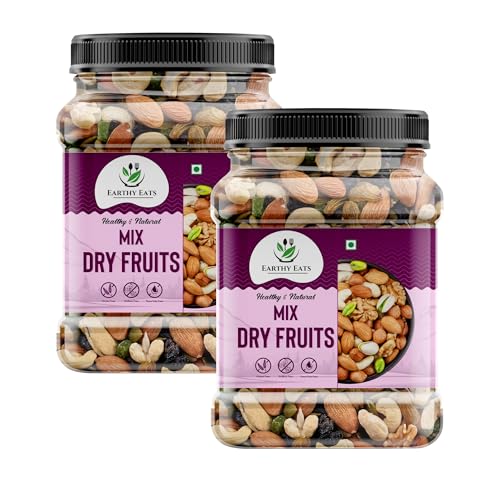 Image of Earthy Eats Premium Dry Fruits Trail Mix 400GM Pack Of 2 | Wholesome Crunch Nut & Fruit Blend | Healthy Snack Mix for Daily Use, Gifting & Travel | Reusable Jar Pack - Total 800g