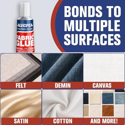 ALECPEA Permanent Fabric Glue Washable, 2-Pack Liquid Stitch for Clothing, Professional Gel Adhesive for Patches, Rhinestones & DIY Crafts, Includes 2 Clips & 1 Stirring Stick, 29.5g x 2 - 5