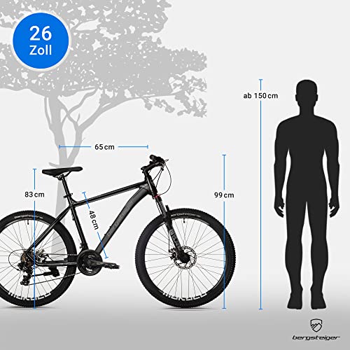 Bergsteiger Makalu 26 Zoll Mountainbike – Aluminium, Hardtail, 21 Gang-Schaltung