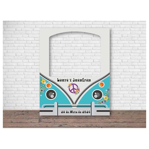 Oedim Photocall Furgoneta Azul Personalizado + Atrezzos, photocall Decorativo para Boda, decoración para Eventos