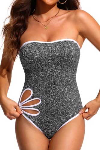 Image of Holipick Women Tummy Control One Piece Swimsuits Strapless Swimwear