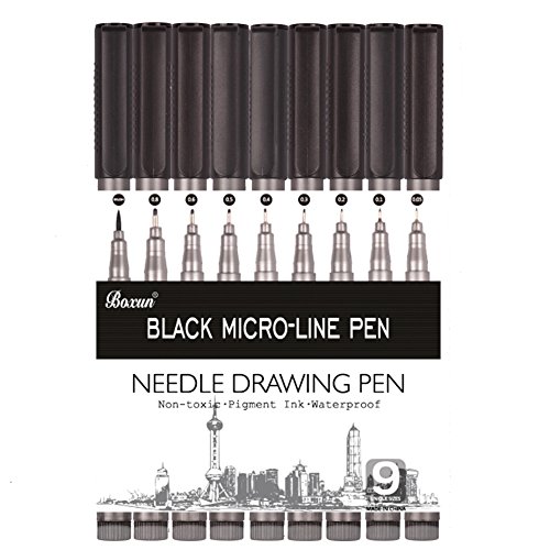 BOXUN Black Microline Pens for Drafting Ultra Fine Point Technical