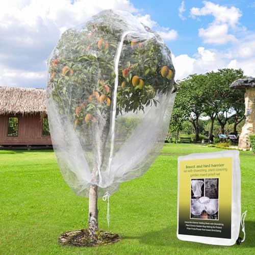 2PCS Large Fruit Tree Netting with Drawstring and Zipper, 8 * 8FT Garden Netting for Garden Protection, Insect Bird Netting for Fruit Trees, Protection from Anti Birds, Bugs,Cicadas