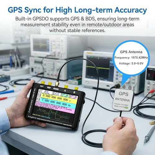 Image of AURSINC TinyGTC ZC412 0.1Hz-12.8GHz Frequency Counter, 4 inch Frequency Analyzer, Built-in GPSDO & 32GB Card, 40ps Resolution Dual Timer Counter, Gapless Measurements of Frequency, Time, Phase, Count