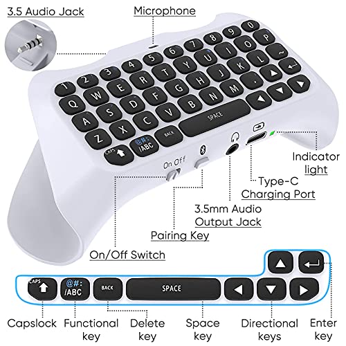 Teclado para PS5 y PS5 Pro con conexión Bluetooth inalámbrica y altavoz integrado para mando 2