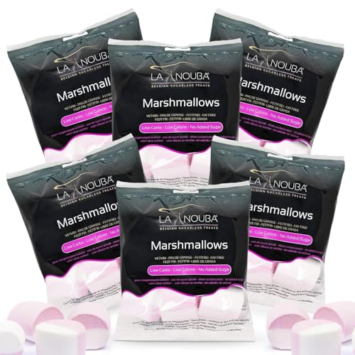 La Nouba Sugar Free Marshmallows, Keto Friendly, Zero Sugar, Low Carb, Perfect for Smores, Hot Chocolate & Baking, Gluten Free, Fat Free, 6 Pack (2.7 oz Each).