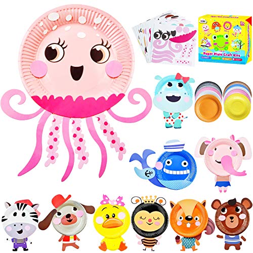 ZMLM Art Crafts Toys for Toddler: Paper Plate Art Kit for Girl Boy Birthday Gift Art Supply Project Creative Fun Children Preschool Party Favor Learning Game Holiday Crafts Christmas Activity for Kids