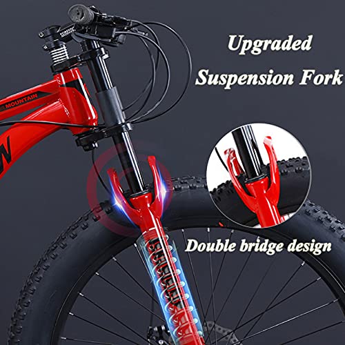 Nenagge Fat Tire Mountain Bikes For Men Full Suspension 26 Inch, High Carbon Steel 21/27/30 Speed Mountain Bicycle, Adult Mtb For Beach Snow, Dual Disc Brake,Black,21 Speeds #TOP3