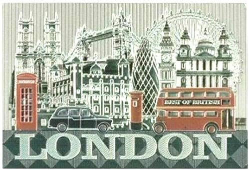 London Souvenir Fridge Magnet Landmarks Tower Bridge Red Bus Black Taxi Big Ben