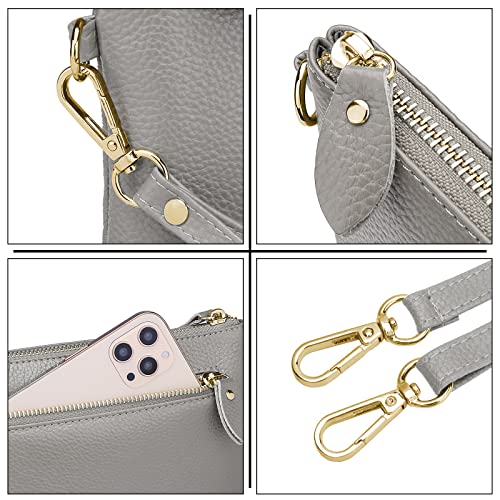 Image of YALUXE Women's Genuine Leather Wristlet Purse Clutch Handbag with Phone Pocket Card Holder and Crossbody Strap
