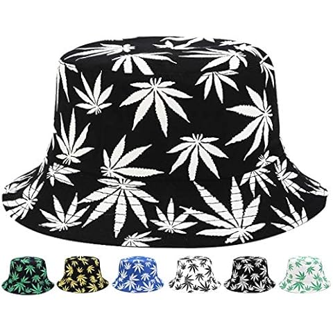 INOGIH Reversible Bucket-Hat Marijuana-Cannabis Weed Foldble Fisherman Hat Packable - black - One Size Cover
