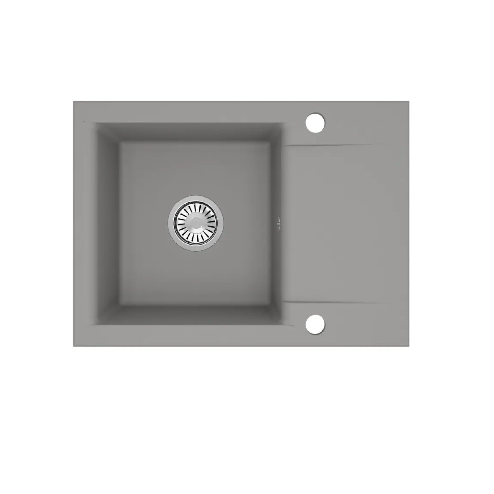 QLS Lavello granito 59x44 cm grigio con scolapiatti e sifone