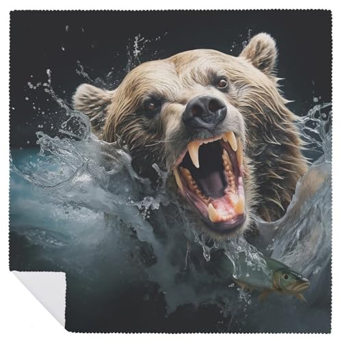 Servilletas de Tela Bear Holding Fish 18.7x18.7 Pulgadas miniatura 6