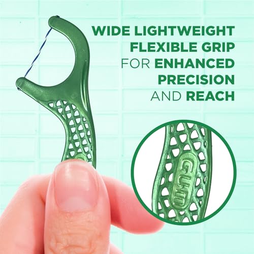 Image of GUM Twisted Mint Dental Floss Picks, Twisted Threads with Shred-Resistant Floss & Easy-Grip Handle, Mint Flavor, 90 Count (Pack of 3) 270 Total
