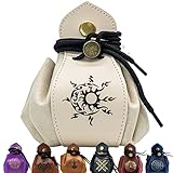 Guilt Free Gaming Genuine Leather RPG Bag for Coins, Currency, Dice, and Small Accessories (White)