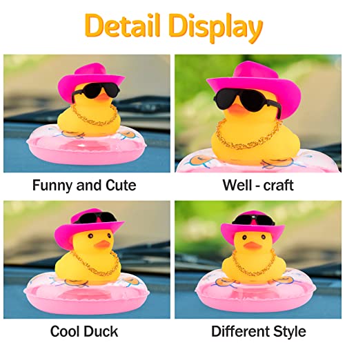 Image of wonuu Car Rubber Duck, Yellow Duck Decoration Dashboard with Sun Hat Swim Ring Necklace Sunglasses for Car Dashboard Decorations