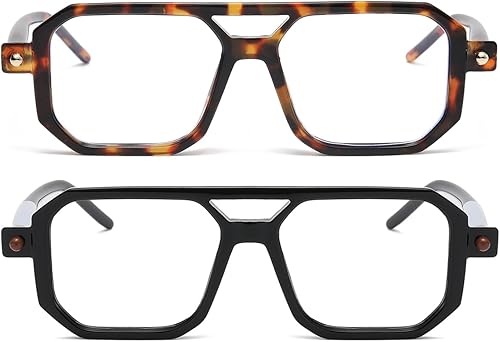 Miniatura 2 de JOVAKIT Gafas de luz azul cuadradas de moda para hombres y mujeres, gafas cuadradas de aviador, estilo de computadora, antifatiga ocular