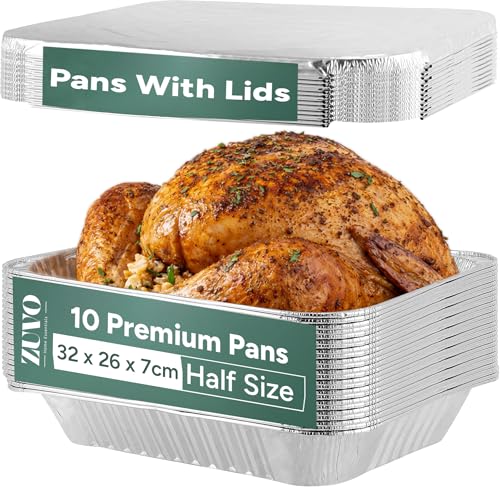 Zuvo Large Aluminium Foil Trays 32x26 cm 10 Pack with Lids